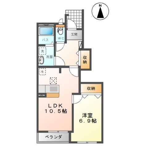 グランドソレイユ(1LDK/1階)の間取り写真