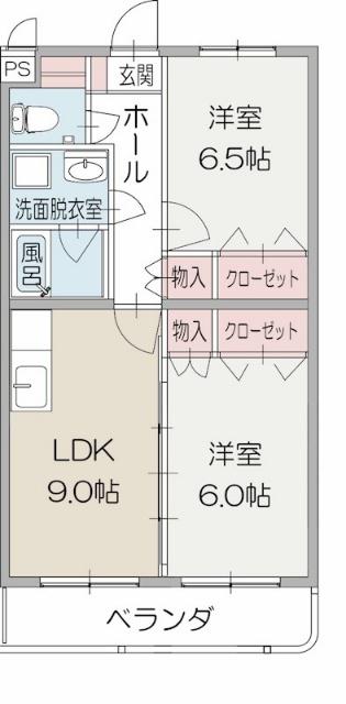 ヒルヴィレッジ(2LDK/3階)の間取り写真