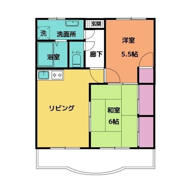 シャトレ山の手(2LDK/2階)の間取り写真