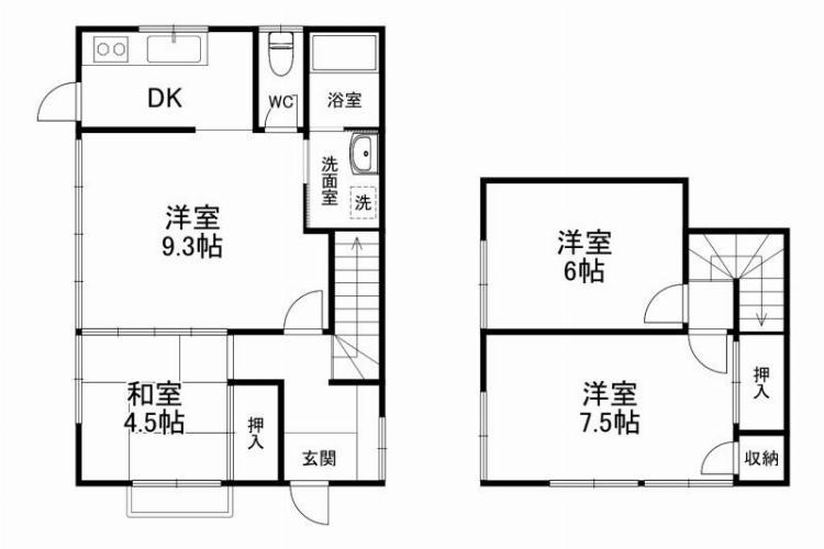 金杉コーポ(4DK/1階)の間取り写真