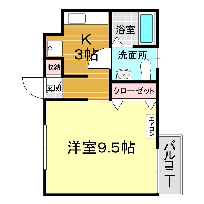 エンゼルハイツ(1K/2階)の間取り写真