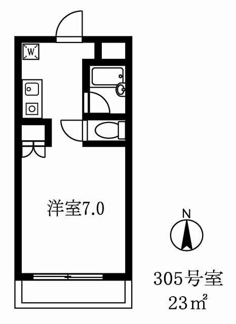 ロベール石川(1K/3階)の間取り写真