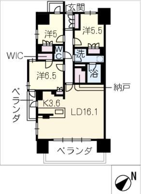 ザ パークハウス大曽根レジデンス 1101(3LDK/11階)の間取り写真