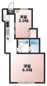 ベルビュー西谷(2K/2階)の間取り写真