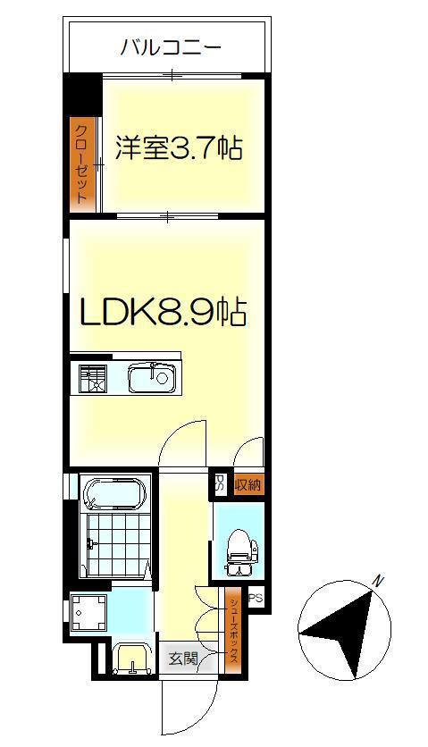 テリア呉本通2011(1LDK/8階)の間取り写真