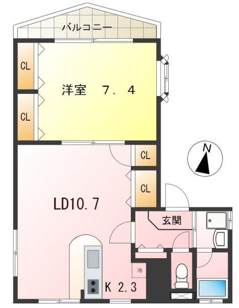 LE GRAND碑文谷(1LDK/1階)の間取り写真