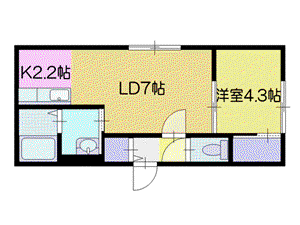 CYPRES(1LDK/2階)の間取り写真