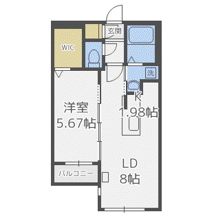 シャトーライフ近代美術館前I(1LDK/3階)の間取り写真