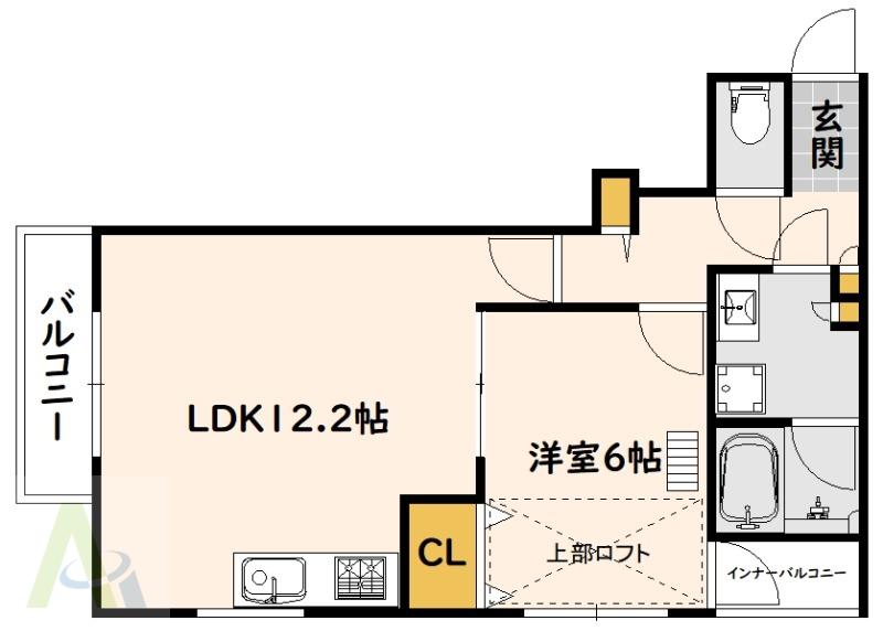 VILLA神戸北町(1LDK/2階)の間取り写真
