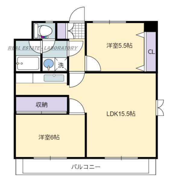 エラン宮崎I番館(2LDK/2階)の間取り写真