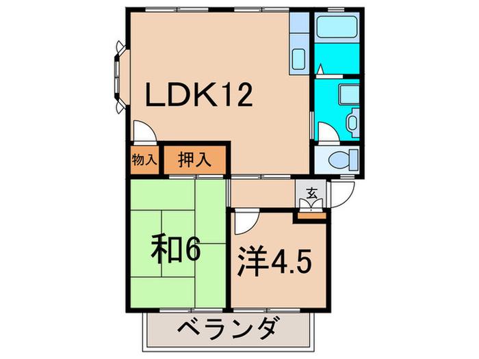 クレストハイツA(2LDK/1階)の間取り写真