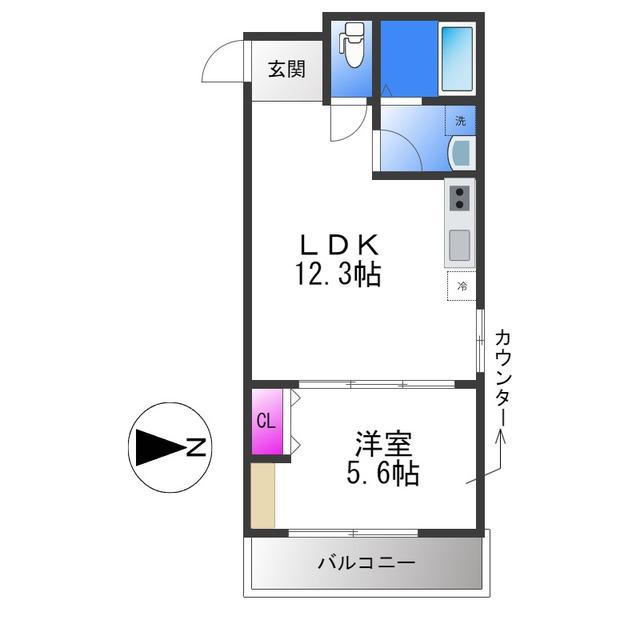 駅前つばきハイツ(1LDK/1階)の間取り写真