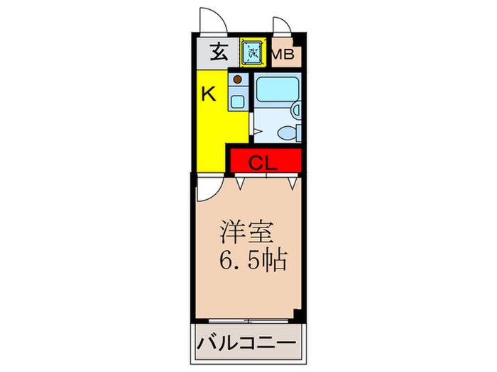 ラポール吹田(1K/4階)の間取り写真