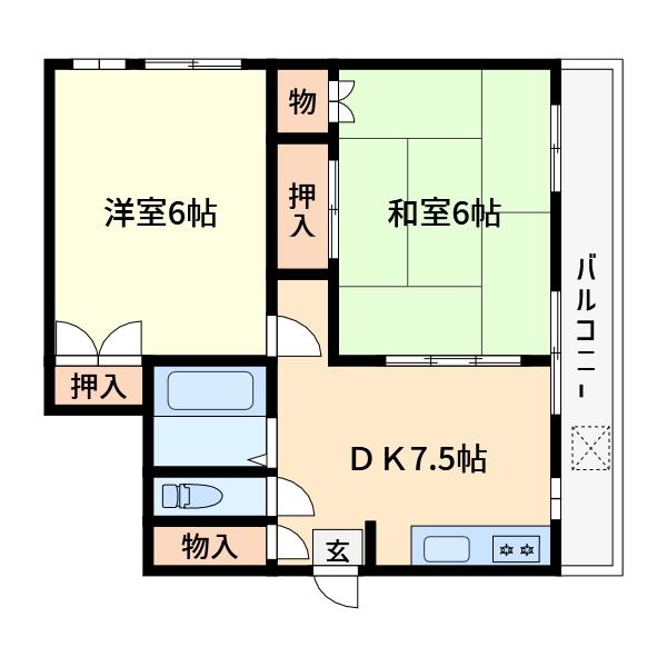 春好マンション(2DK/4階)の間取り写真