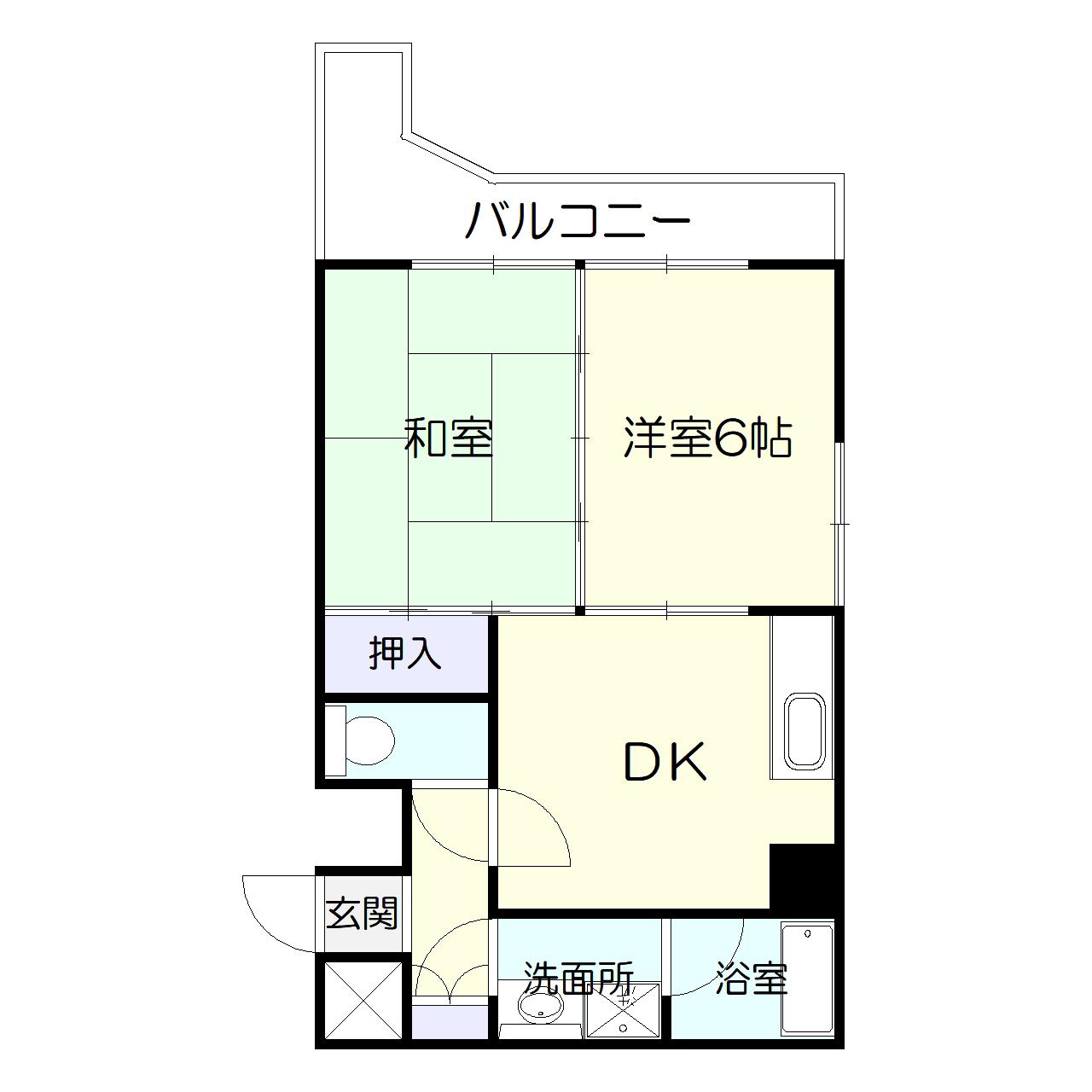 日宝エミール上之園(2DK/3階)の間取り写真