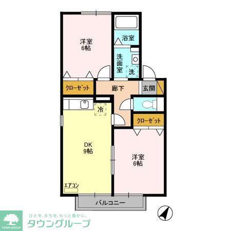 アドバンテージV(2DK/1階)の間取り写真