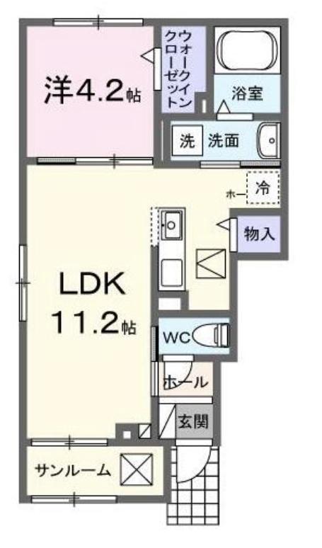 ボヌールI(1LDK/1階)の間取り写真