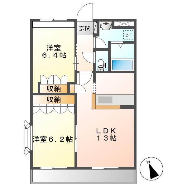 ミルキーウェイ(2LDK/3階)の間取り写真