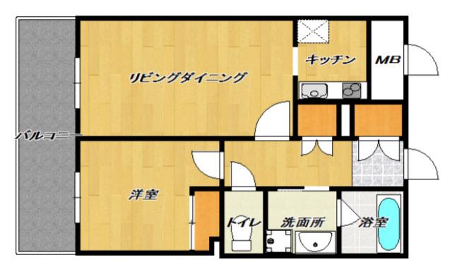 カルム吉塚(1LDK/4階)の間取り写真