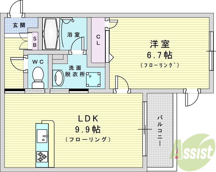 シャーメゾンプリメーラ(1LDK/1階)の間取り写真