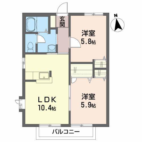 アルカンシエルB(2LDK/2階)の間取り写真