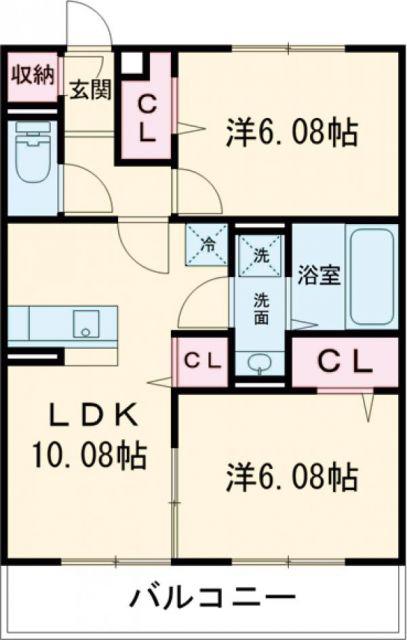 アムールパレス(2LDK/2階)の間取り写真