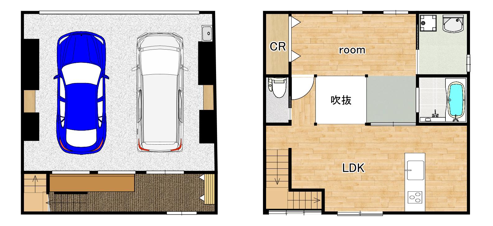GARAGE LUSSO(1LDK/1階)の間取り写真