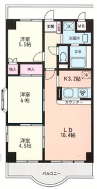 フロリッシュ南行徳(3LDK/3階)の間取り写真