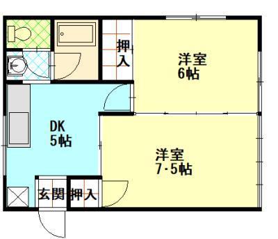 ケセラセラ(2DK/2階)の間取り写真