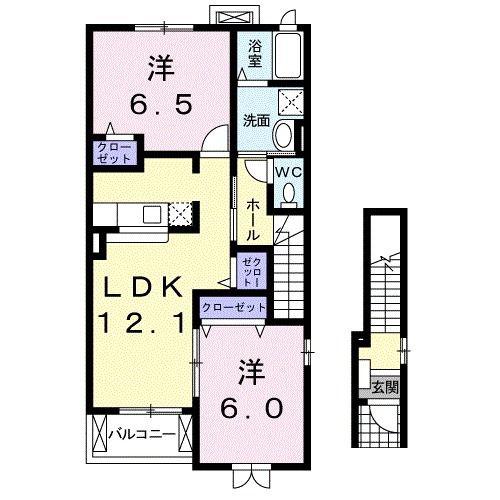 レバンテA(2LDK/2階)の間取り写真