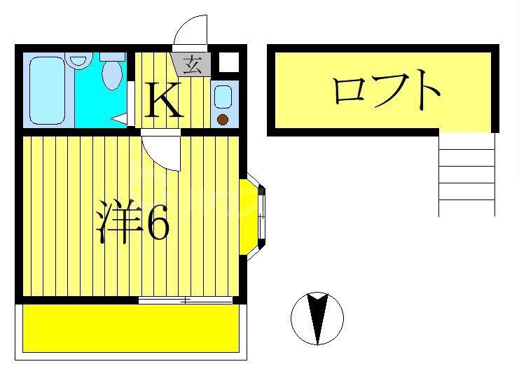 フラットミワ(1K/2階)の間取り写真