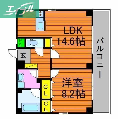 ボヌールスクェア アコオV番館(1LDK/7階)の間取り写真
