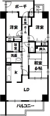 サーパス西古松I(3LDK/10階)の間取り写真