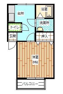 ドリームハウス芳賀(1K/1階)の間取り写真