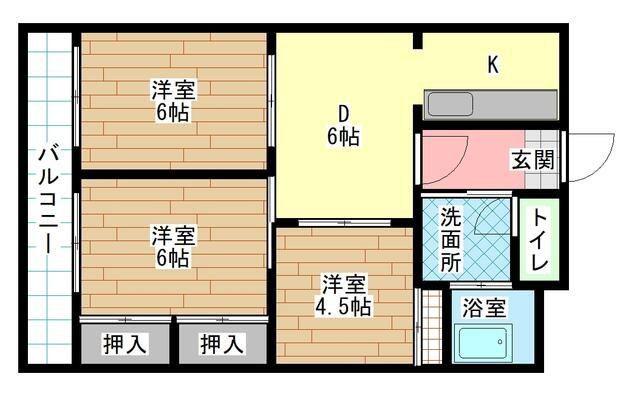 高峰グリーンマンション(3DK/1階)の間取り写真