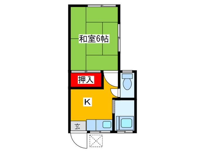 ハイツみのり(1K/2階)の間取り写真