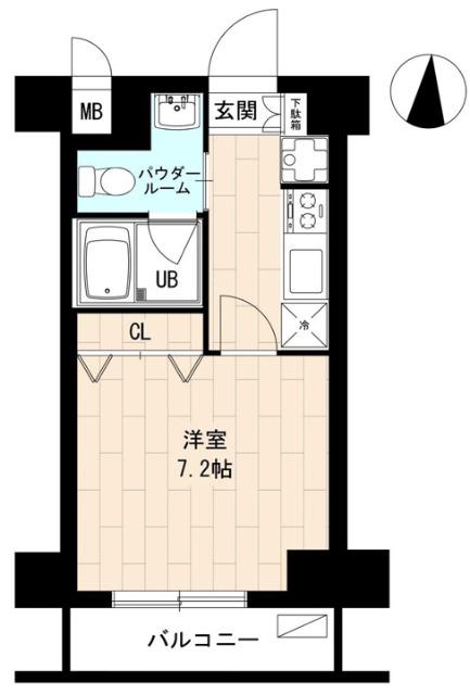 エースハイツ森下(1K/4階)の間取り写真