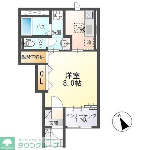 アーバンスカイM(1K/1階)の間取り写真
