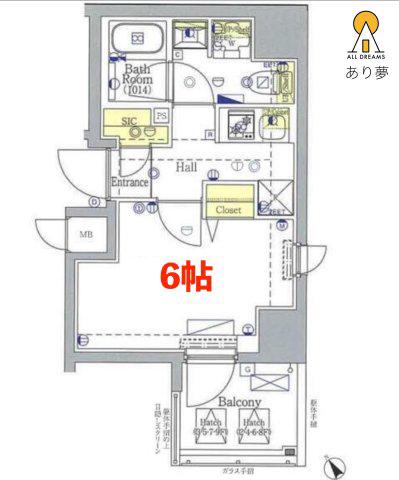 SHOKEN RESIDENCE横浜鶴見IVショウケンレジデンスヨコハ(1K/8階)の間取り写真