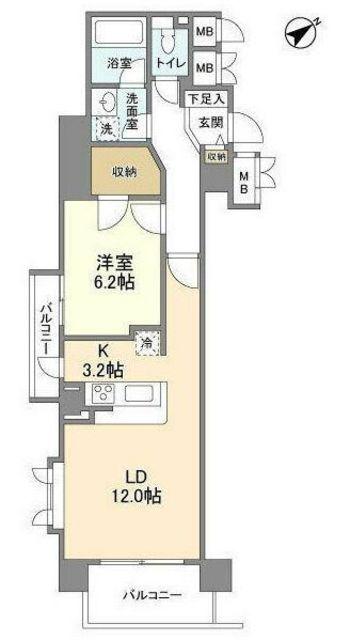 アーマックス大井町(1LDK/12階)の間取り写真