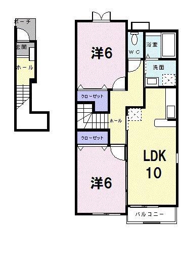 セイバリー郡山(2LDK/2階)の間取り写真