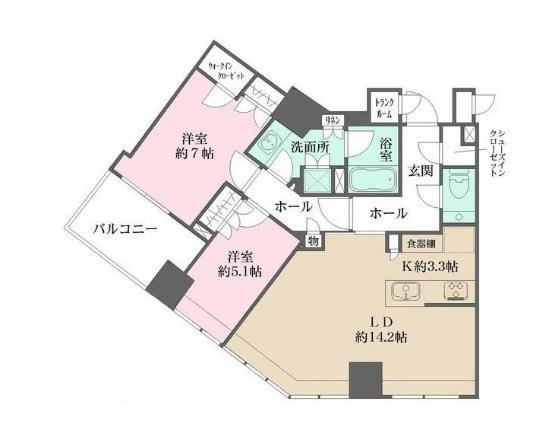 BRILLIA一番町(2LDK/6階)の間取り写真