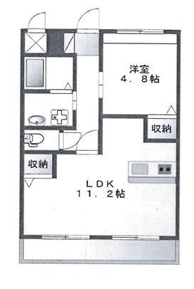 セレーノ花ヶ島(1LDK/1階)の間取り写真