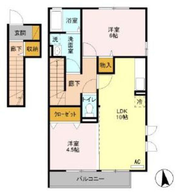 メゾンルミエール(2LDK/2階)の間取り写真