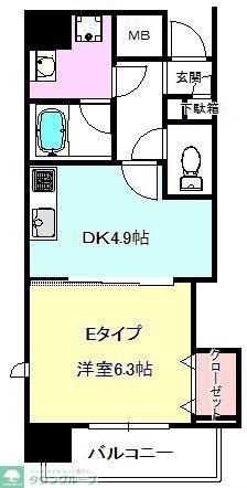 シーサウンド(1DK/6階)の間取り写真