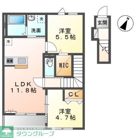 チャコールII番館(2LDK/2階)の間取り写真