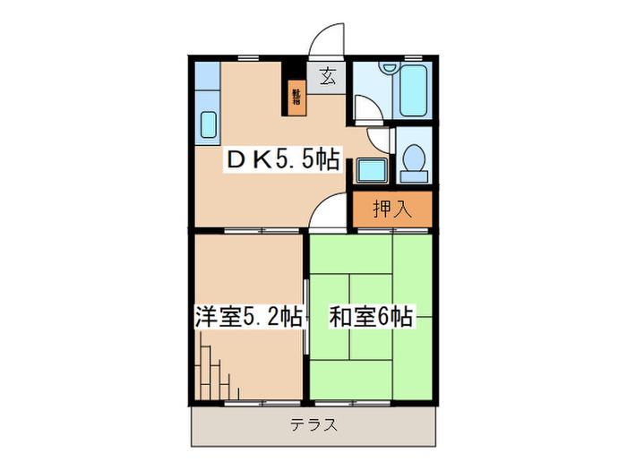 カーサアルカディア(2DK/1階)の間取り写真