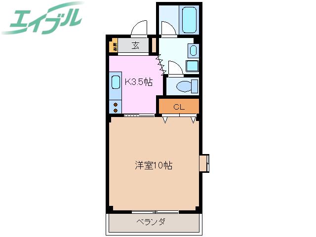 コーキア泊山崎(1K/3階)の間取り写真
