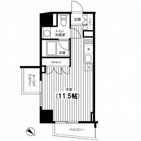 TI-HIGASHIAZABU(ワンルーム/6階)の間取り写真