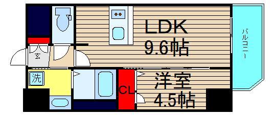 スプランディッド難波ウエスト(1LDK/11階)の間取り写真